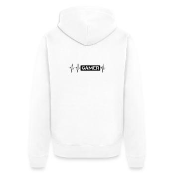 gamer schild Herzschlag Logo Symbol gaming Liebe - Unisex Premium Bio Zip Hoodie - Weiß - Hinten - Thijin (182cm)