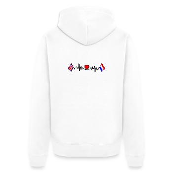 Cardio coeur avec drapeau Angleterre et drapeau Pays-Bas - Veste à capuche bio Premium Unisexe - blanc - Dos - Thijin (182cm)