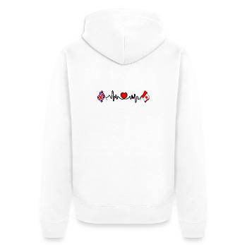 Cardio coeur avec drapeau de l’Angleterre et drapeau du Canada - Veste à capuche bio Premium Unisexe - blanc - Dos - Thijin (182cm)
