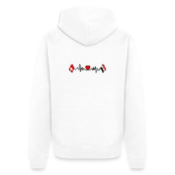 Cardio-Herz mit Schweizer Flagge, Ägypten-Flagge - Unisex Premium Bio Zip Hoodie - Weiß - Hinten - Thijin (182cm)