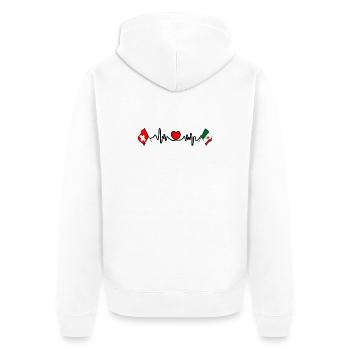 Cardio coeur avec drapeau de la Suisse, drapeau du Mexique - Veste à capuche bio Premium Unisexe - blanc - Dos - Thijin (182cm)