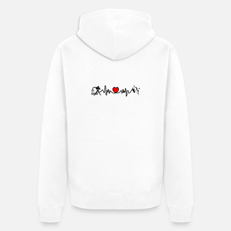 Fréquence cardiaque cardio Verseau Sagittaire - Veste à capuche bio Premium Unisexe - blanc