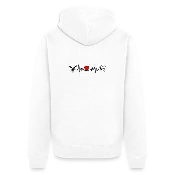 Herzfrequenz Cardio Steinbock Schütze - Unisex Premium Bio Zip Hoodie - Weiß - Hinten - Thijin (182cm)