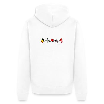 Cardio heart, Flag Belgium et flag Canada - Veste à capuche bio Premium Unisexe - blanc - Dos - Thijin (182cm)