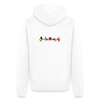 Cardio heart Flag Belgium, flag Poland - Unisex Premium Organic Zip Hoodie - white - Back - Thijin (182cm)