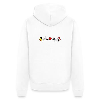Cardio heart Flag Belgium, flag Egypt - Unisex Premium Organic Zip Hoodie - white - Back - Thijin (182cm)