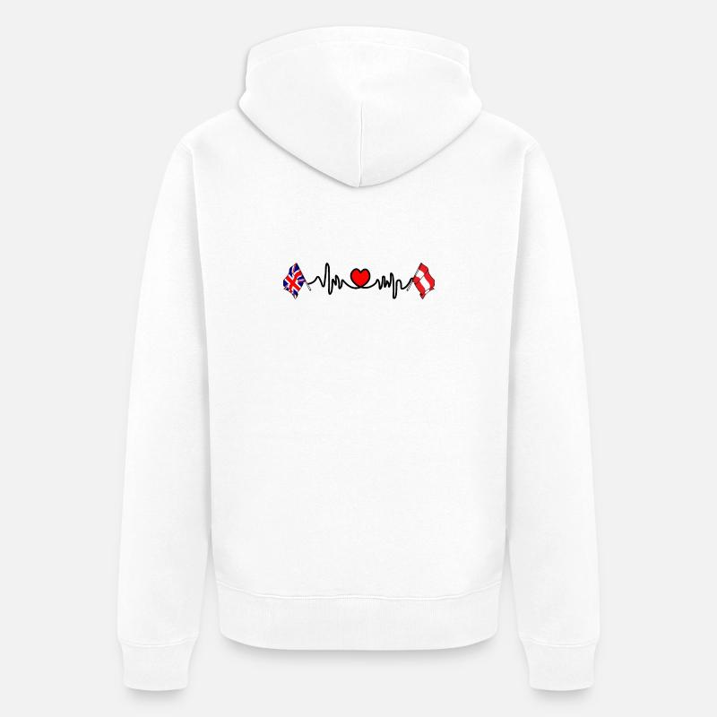 Cardio heart Drapeau Angleterre, drapeau Autriche - Veste à capuche bio Premium Unisexe - blanc