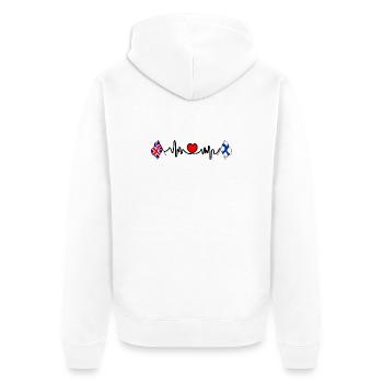 Cardio heart Drapeau Angleterre, drapeau Finlande - Veste à capuche bio Premium Unisexe - blanc - Dos - Thijin (182cm)