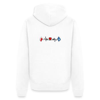 Cardio heart Drapeau Pologne, drapeau Écosse - Veste à capuche bio Premium Unisexe - blanc - Dos - Thijin (182cm)