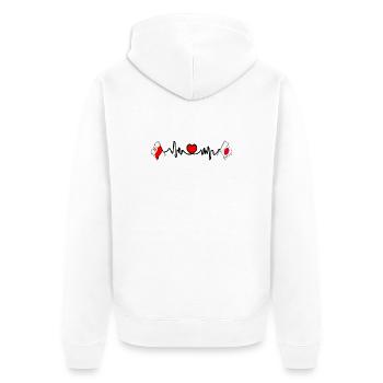 Cardio cardiaque Drapeau Pologne, drapeau Japon - Veste à capuche bio Premium Unisexe - blanc - Dos - Thijin (182cm)