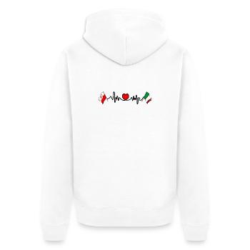 Cardio heart Drapeau Pologne, drapeau Italie - Veste à capuche bio Premium Unisexe - blanc - Dos - Thijin (182cm)