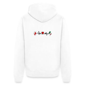Cardio-Herz Flagge Polen, Flagge Mexiko - Unisex Premium Bio Zip Hoodie - Weiß - Hinten - Thijin (182cm)