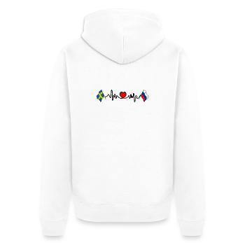 Cardio heart Drapeau Suède, drapeau Russie - Veste à capuche bio Premium Unisexe - blanc - Dos - Thijin (182cm)