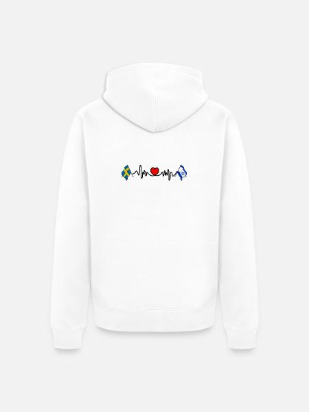 Cardio heart Drapeau Suède, drapeau Israël - Veste à capuche bio Premium Unisexe - blanc