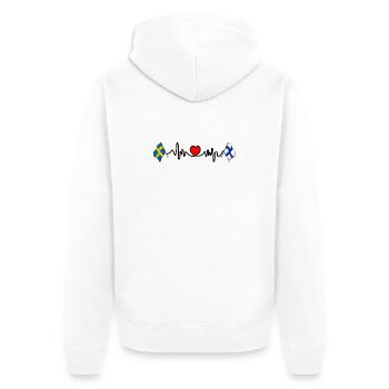 Cardio heart Flag Sweden, flag Finland - Unisex Premium Organic Zip Hoodie - white - Back - Thijin (182cm)