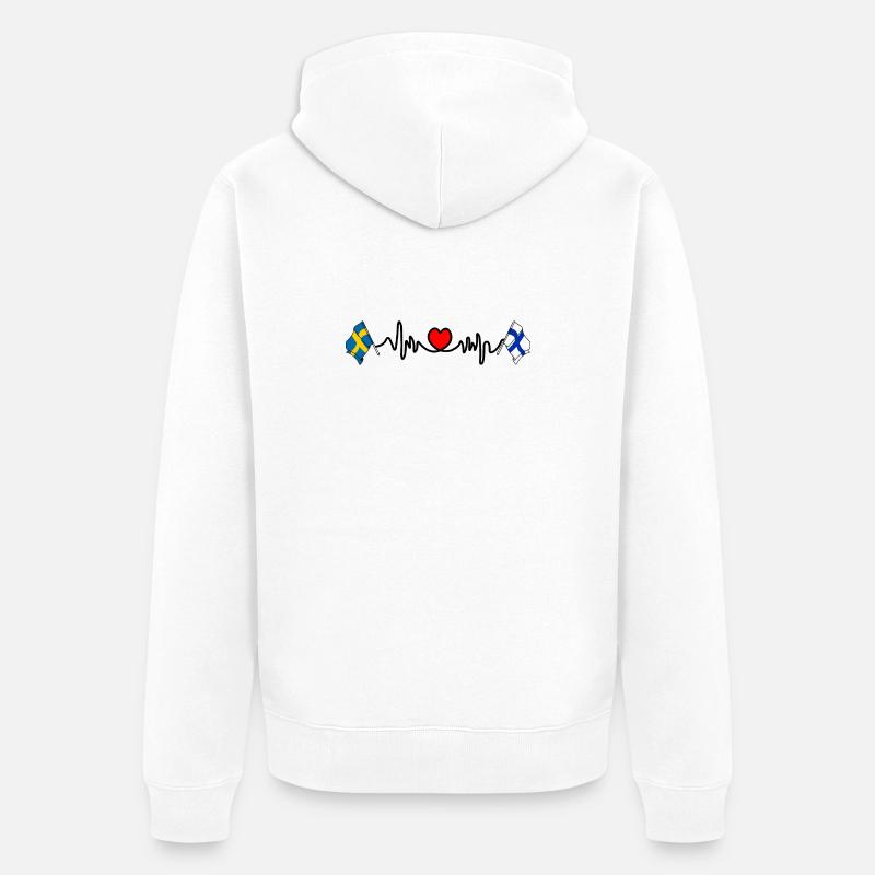 Cardio coeur Drapeau Suède, drapeau Finlande - Veste à capuche bio Premium Unisexe - blanc