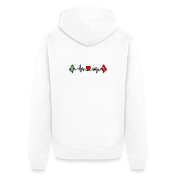 Cardio heart Drapeau Suède, drapeau Lettonie - Veste à capuche bio Premium Unisexe - blanc - Dos - Thijin (182cm)