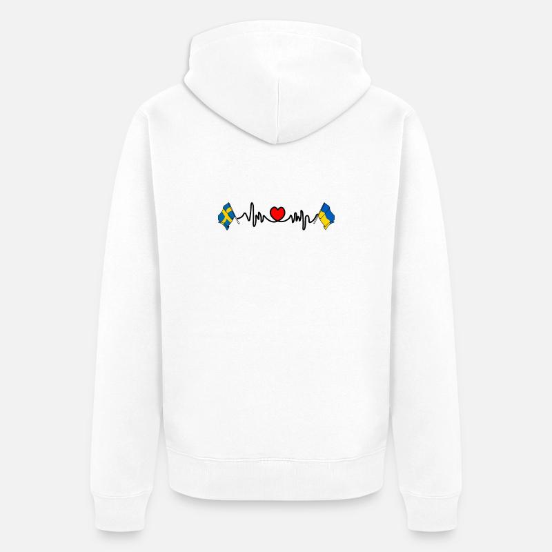 Cardio heart Drapeau Suède, drapeau Ukraine - Veste à capuche bio Premium Unisexe - blanc