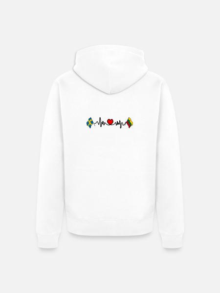 Cardio heart Flag Sweden, flag Lithuania - Unisex Premium Organic Zip Hoodie - white