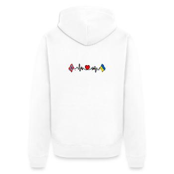 Cardio heart Drapeau Norvège, drapeau Ukraine - Veste à capuche bio Premium Unisexe - blanc - Dos - Thijin (182cm)