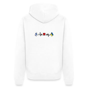 Cardio heart Flag Finland, flag Ukraine - Unisex Premium Organic Zip Hoodie - white - Back - Thijin (182cm)