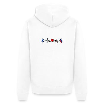Cardio heart Flag Finland, flag Russia - Unisex Premium Organic Zip Hoodie - white - Back - Thijin (182cm)