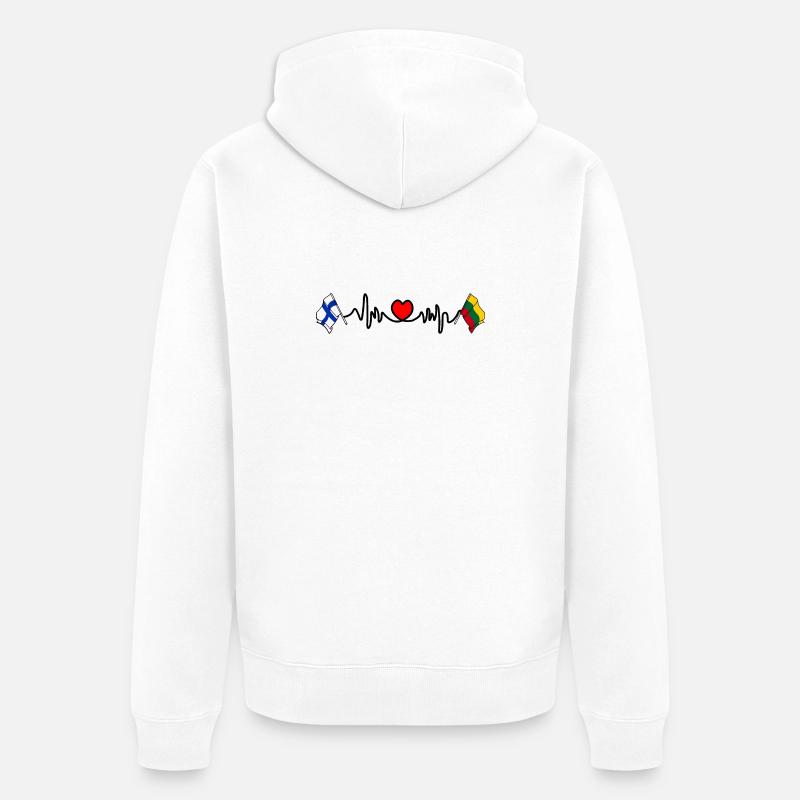 Cardio heart Drapeau Finlande, drapeau Lituanie - Veste à capuche bio Premium Unisexe - blanc