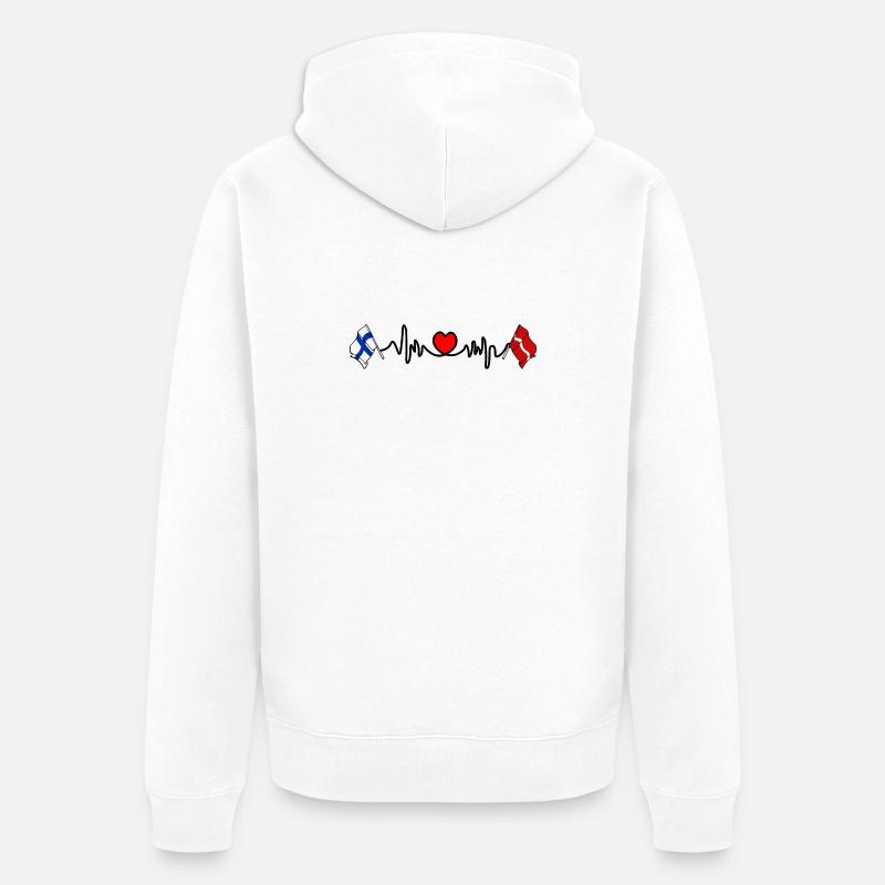 Cardio heart Drapeau Finlande, drapeau Lettonie - Veste à capuche bio Premium Unisexe - blanc