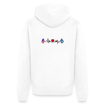 Cardio-Herz mit USA-Flagge und Schottland-Flagge - Unisex Premium Bio Zip Hoodie - Weiß - Hinten - Thijin (182cm)