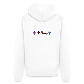Cardio-Herz mit USA-Flagge und Uruguay-Flagge - Unisex Premium Bio Zip Hoodie - Weiß - Hinten - Thijin (182cm)