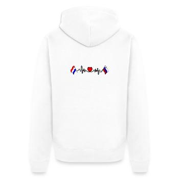 Cardio-Herz mit Flagge Niederlande, Slowenien - Unisex Premium Bio Zip Hoodie - Weiß - Hinten - Thijin (182cm)