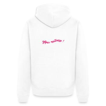 MISTRESS. THANK YOU. THANK YOU MISTRESS - Unisex Premium Organic Zip Hoodie - white - Back - Thijin (182cm)