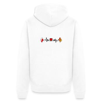 Cardio heart Drapeau Pologne, drapeau Lodz - Veste à capuche bio Premium Unisexe - blanc - Dos - Thijin (182cm)