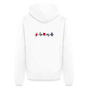 Cardio Heart Drapeau Pologne, Drapeau Silésie - Veste à capuche bio Premium Unisexe - blanc - Dos - Thijin (182cm)