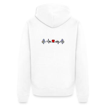 Herzfrequenz-Cardio für die Provinz Zeeland - Unisex Premium Bio Zip Hoodie - Weiß - Hinten - Thijin (182cm)