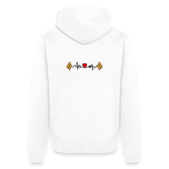 Herzfrequenz-Cardio für die Provinz Overijssel - Unisex Premium Bio Zip Hoodie - Weiß - Hinten - Thijin (182cm)