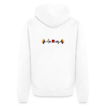 Herzfrequenz-Cardio für die Provinz Nordholland - Unisex Premium Bio Zip Hoodie - Weiß - Hinten - Thijin (182cm)