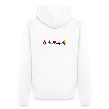 Cardio-Herz-Flagge Niederlande, Nordholland - Unisex Premium Bio Zip Hoodie - Weiß - Hinten - Thijin (182cm)