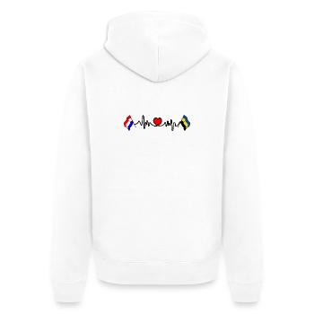 Cardio coeur Drapeau Pays-Bas, drapeau Gueldre - Veste à capuche bio Premium Unisexe - blanc - Dos - Thijin (182cm)