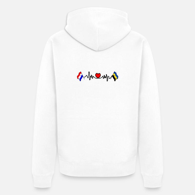 Cardio coeur Drapeau Pays-Bas, drapeau Gueldre - Veste à capuche bio Premium Unisexe - blanc