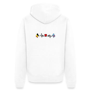 Coeur cardio, drapeau Belgique et drapeau Luxembourg - Veste à capuche bio Premium Unisexe - blanc - Dos - Thijin (182cm)