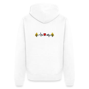 Herzfrequenz-Cardio für Wallonisch-Brabant, Belgien - Unisex Premium Bio Zip Hoodie - Weiß - Hinten - Thijin (182cm)