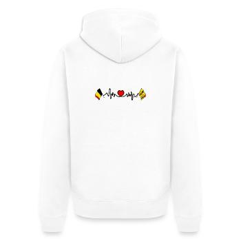Cardio coeur Drapeau Belgique et drapeau Hainaut - Veste à capuche bio Premium Unisexe - blanc - Dos - Thijin (182cm)