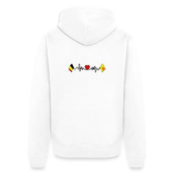 Cardio cœur Drapeau de la Belgique, drapeau de la Wallonie - Veste à capuche bio Premium Unisexe - blanc - Dos - Thijin (182cm)