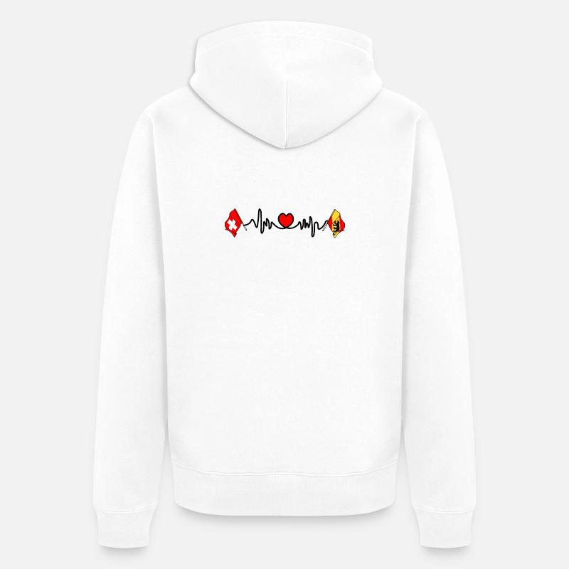 Cardio heart Drapeau Suisse, drapeau Berne - Veste à capuche bio Premium Unisexe - blanc