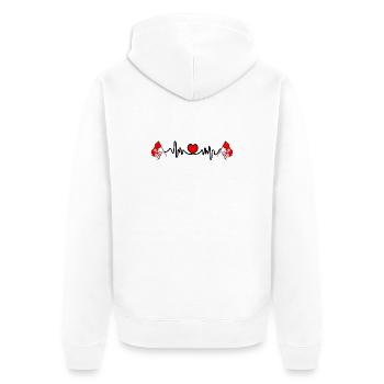 Herzfrequenz Cardio für Obwalden Schweiz - Unisex Premium Bio Zip Hoodie - Weiß - Hinten - Thijin (182cm)