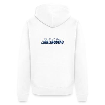 JOUR PRÉFÉRÉ - Veste à capuche bio Premium Unisexe - blanc - Dos - Thijin (182cm)