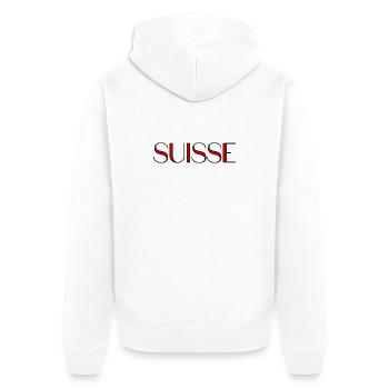 SCHWEIZ. LAND. GENF. HUMOR. FLAGGE. GENF - Unisex Premium Bio Zip Hoodie - Weiß - Hinten - Thijin (182cm)