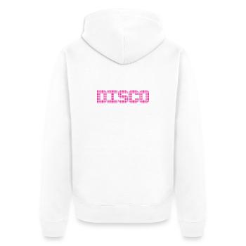 DISCO - Unisex Premium Bio Zip Hoodie - Weiß - Hinten - Thijin (182cm)