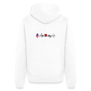 Cardio-Herz mit USA-Flagge und Illinois-Flagge - Unisex Premium Bio Zip Hoodie - Weiß - Hinten - Thijin (182cm)